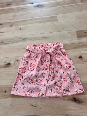 Pink Floral Tie-Waist girl  Skirt
